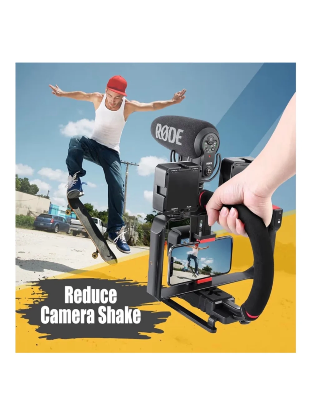NEW Smartphone Video Rig Camera Stabilizer One Size Black Red